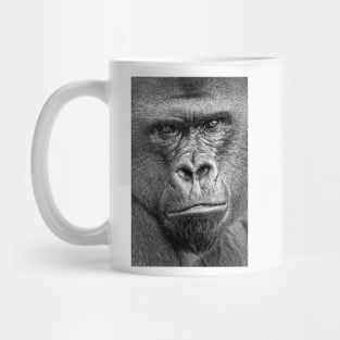 Western Lowland Gorilla Close Up B&W Mug